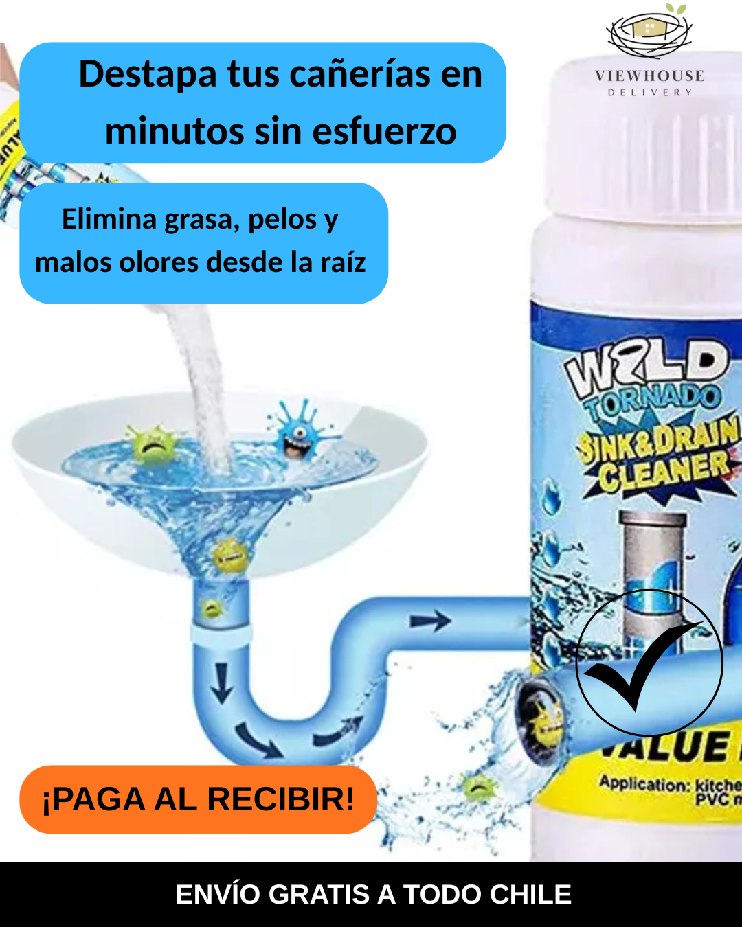 POLVO LIMPIADOR DE DRENAJE X 3PCS